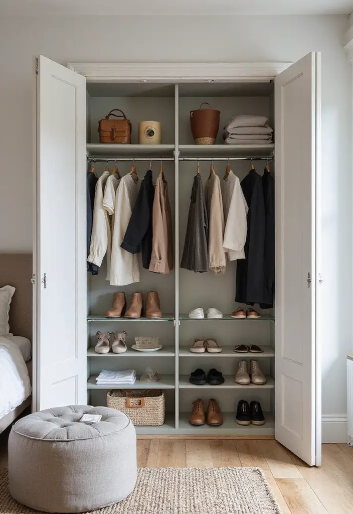 28 Glass Wardrobe Design Bedroom Ideas That Feel Clean and Modern - 3. Minimalist Open Wardrobe