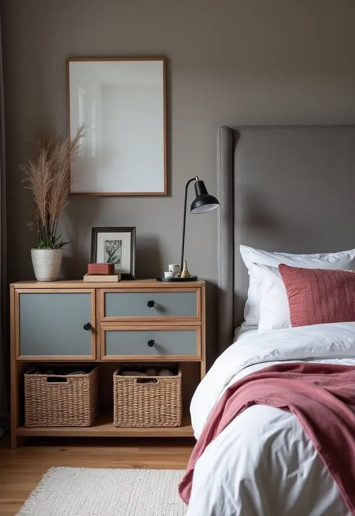 28 Grey and Burgundy Bedroom Ideas That Add Depth and Warmth - 10. Stylish Storage Solutions