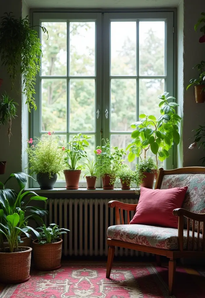 28 Grey and Burgundy Bedroom Ideas That Add Depth and Warmth - 11. Incorporate Greenery