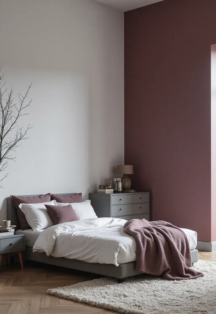 28 Grey and Burgundy Bedroom Ideas That Add Depth and Warmth - 13. Minimalist Approach