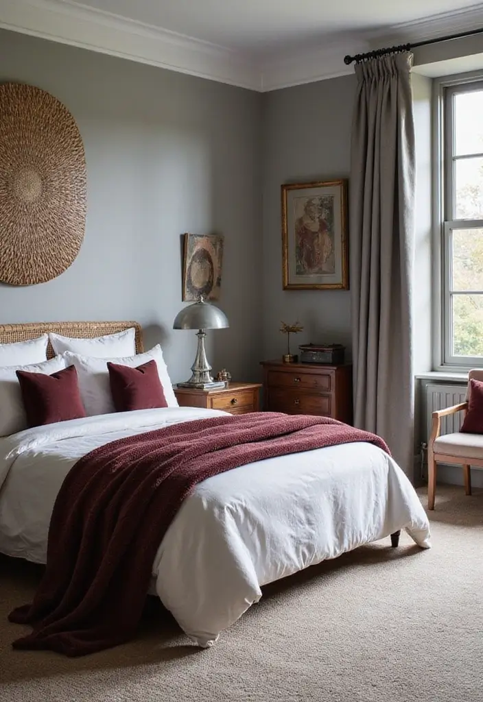 28 Grey and Burgundy Bedroom Ideas That Add Depth and Warmth - 21. The Power of Texture