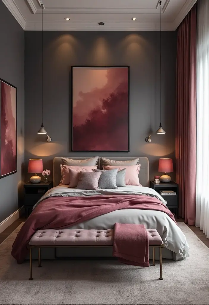 28 Grey and Burgundy Bedroom Ideas That Add Depth and Warmth - 26. Create a Themed Space