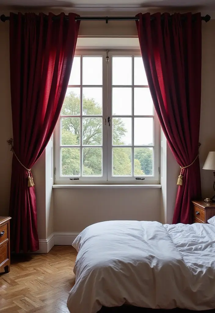 28 Grey and Burgundy Bedroom Ideas That Add Depth and Warmth - 8. Burgundy Curtains