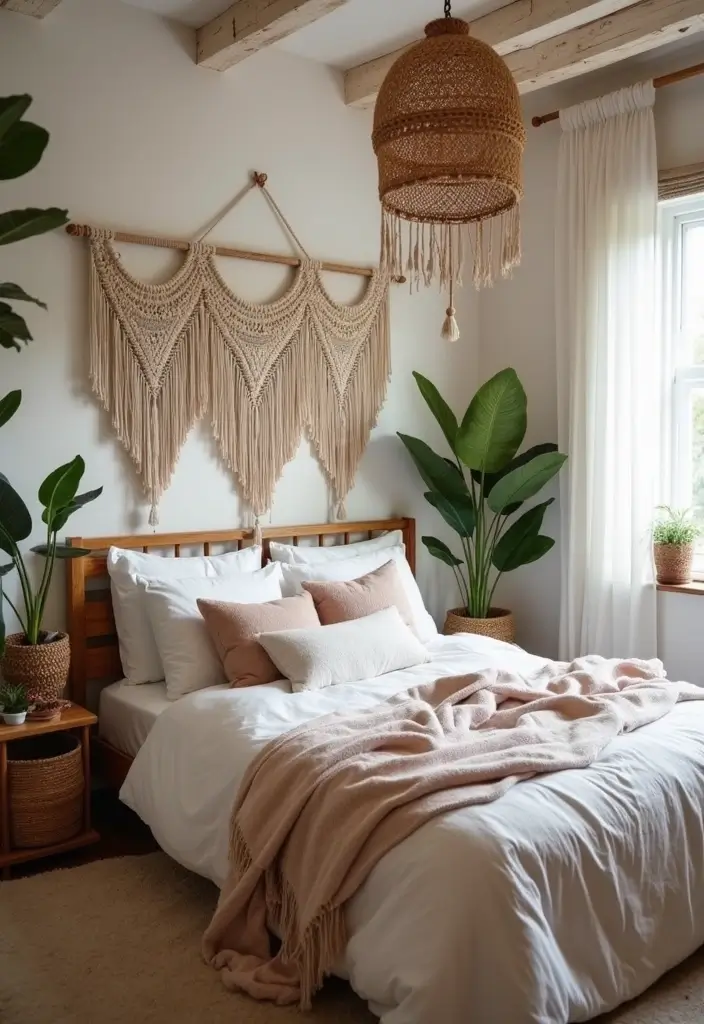 28 Interior Design Bedroom Indian Style That Feels Warm and Cultural - 13. Bohemian Elements