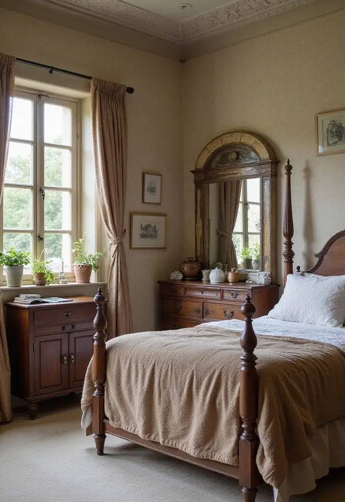 28 Interior Design Bedroom Indian Style That Feels Warm and Cultural - 14. Vintage Finds