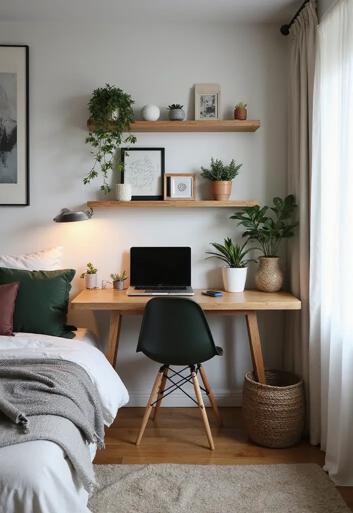 28 Interior Design Bedroom Indian Style That Feels Warm and Cultural - 21. Compact Workspaces