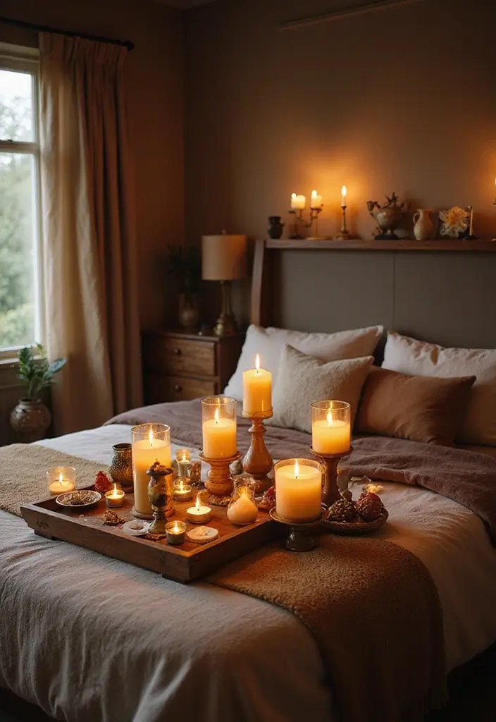 28 Interior Design Bedroom Indian Style That Feels Warm and Cultural - 25. Cultural Candles