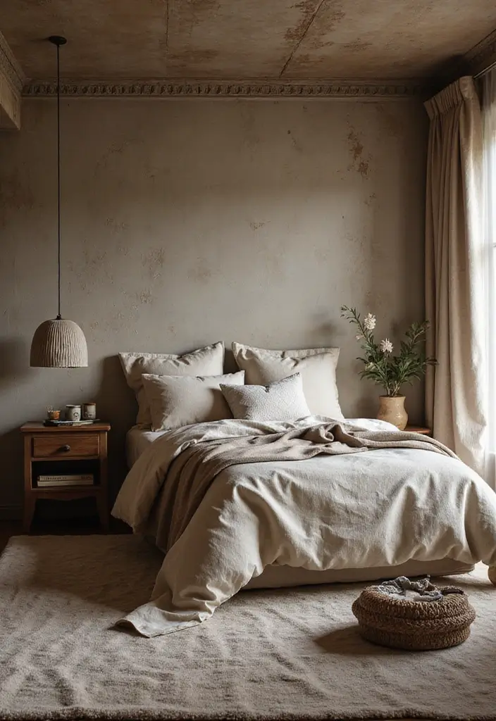 28 Interior Design Bedroom Indian Style That Feels Warm and Cultural - 26. Textural Contrast