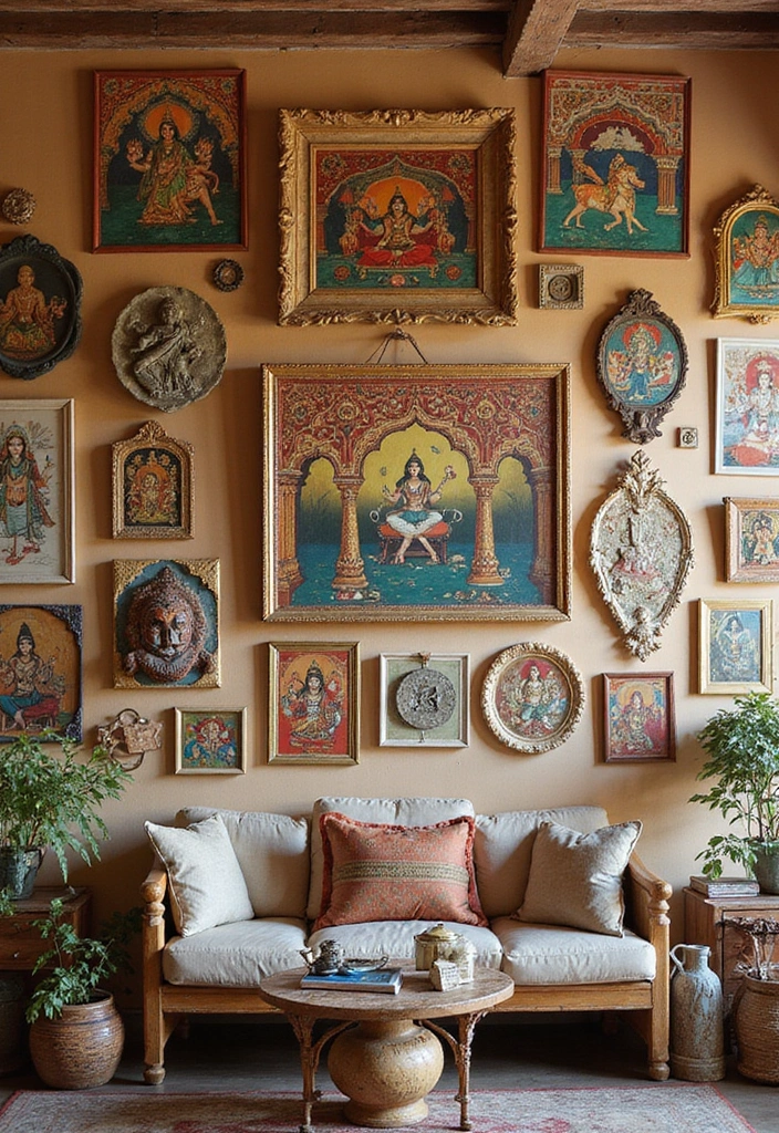 28 Interior Design Bedroom Indian Style That Feels Warm and Cultural - 3. Intricate Wall Art