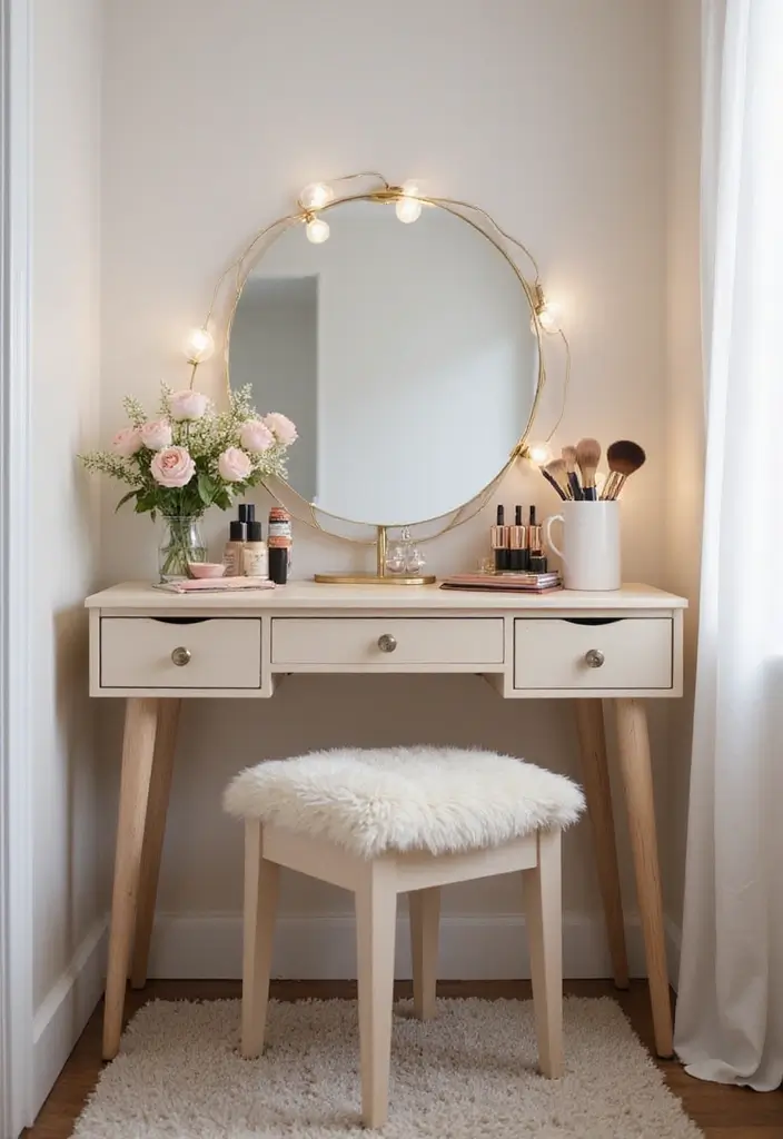28 Makeup Corner in Bedroom Small Spaces Ideas That Feel Chic and Compact - 12. Corner Vanity Table