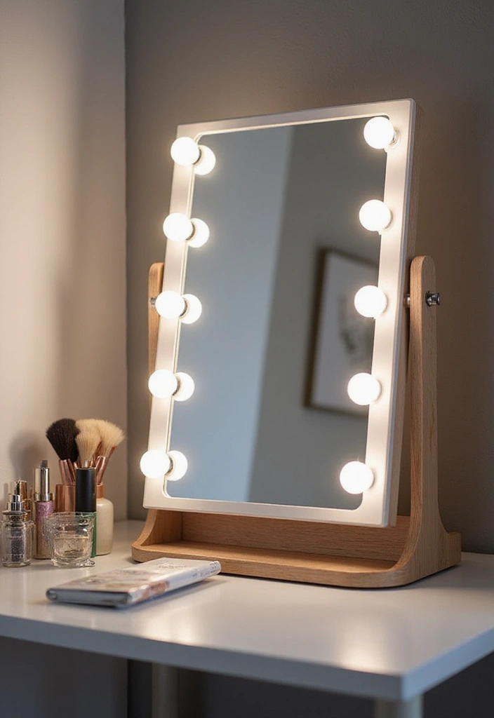 28 Makeup Corner in Bedroom Small Spaces Ideas That Feel Chic and Compact - 13. Makeup Mirror with LED Lights