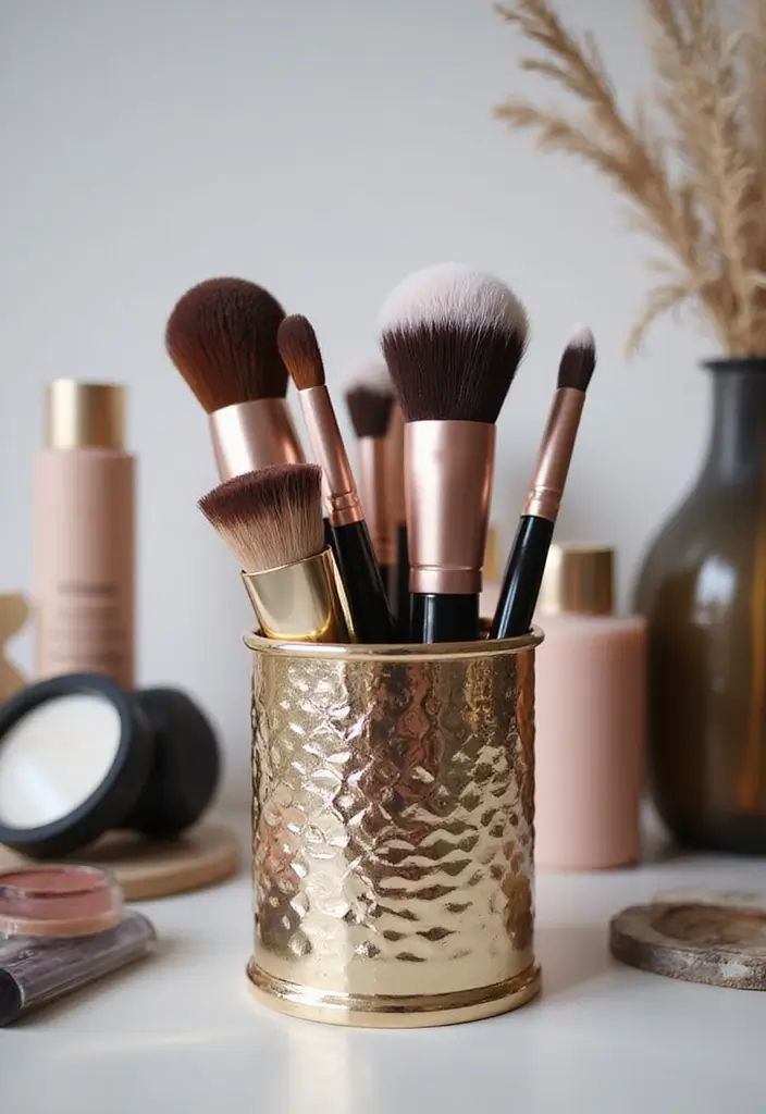 28 Makeup Corner in Bedroom Small Spaces Ideas That Feel Chic and Compact - 14. Makeup Brush Holder