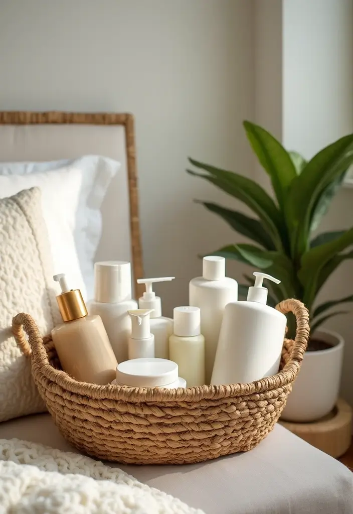 28 Makeup Corner in Bedroom Small Spaces Ideas That Feel Chic and Compact - 24. Beauty Product Baskets