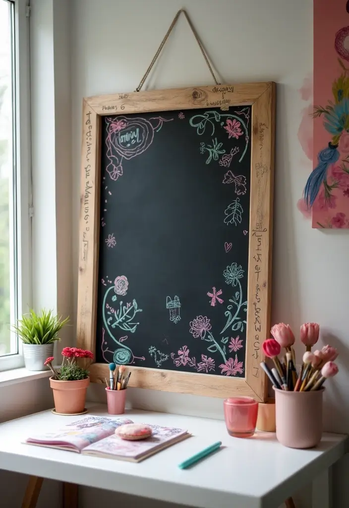 28 Makeup Corner in Bedroom Small Spaces Ideas That Feel Chic and Compact - 26. Interactive Chalkboard