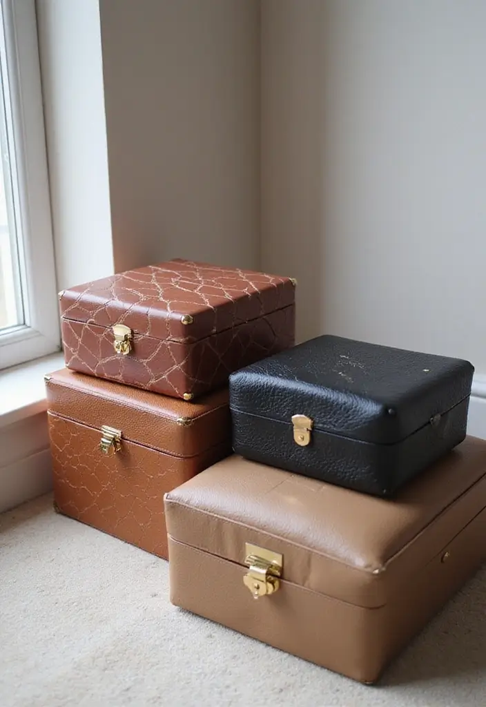 28 Makeup Corner in Bedroom Small Spaces Ideas That Feel Chic and Compact - 8. Stylish Makeup Boxes