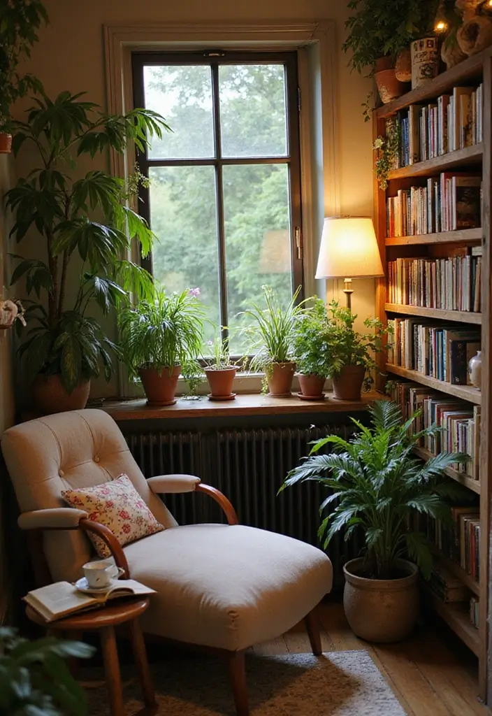 28 Reading Corner Bedroom Small Spaces Ideas That Feel Cozy and Smart - 19. Nature-Inspired Decor