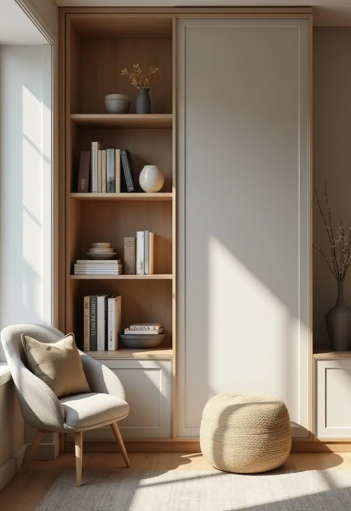 28 Reading Corner Bedroom Small Spaces Ideas That Feel Cozy and Smart - 25. Simple Sliding Door Cabinet