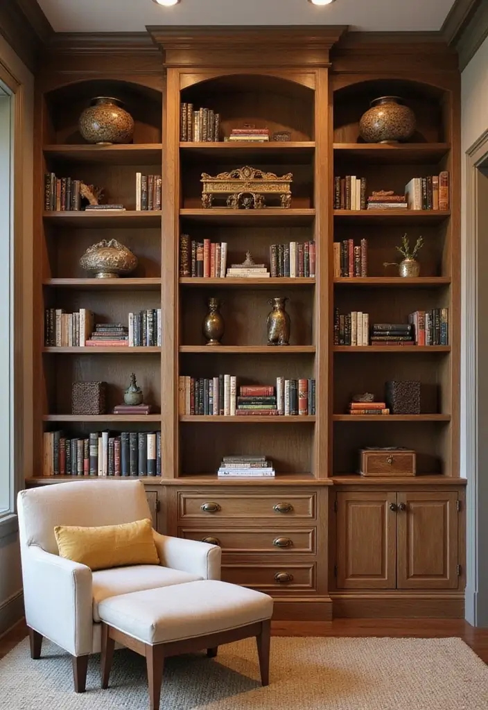 28 Reading Corner Bedroom Small Spaces Ideas That Feel Cozy and Smart - 8. Built-In Bookcase