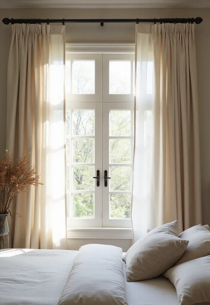 28 Simple Bedroom Design Modern Ideas That Feel Clean and Calm - 18. Simple Window Treatments