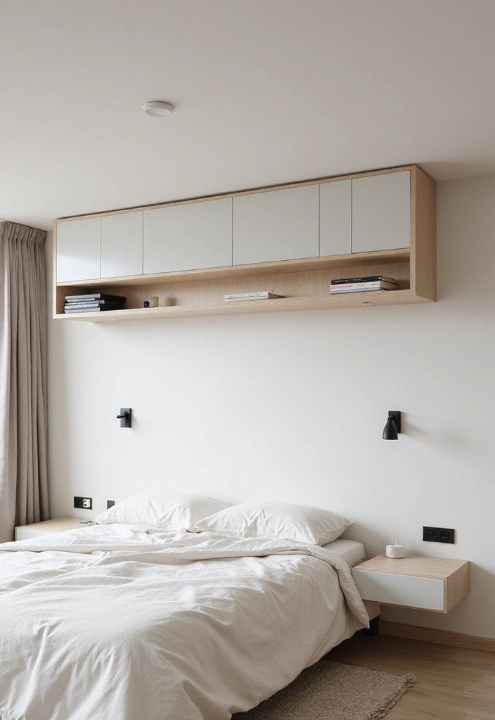 28 Simple Bedroom Design Modern Ideas That Feel Clean and Calm - 21. Overhead Storage