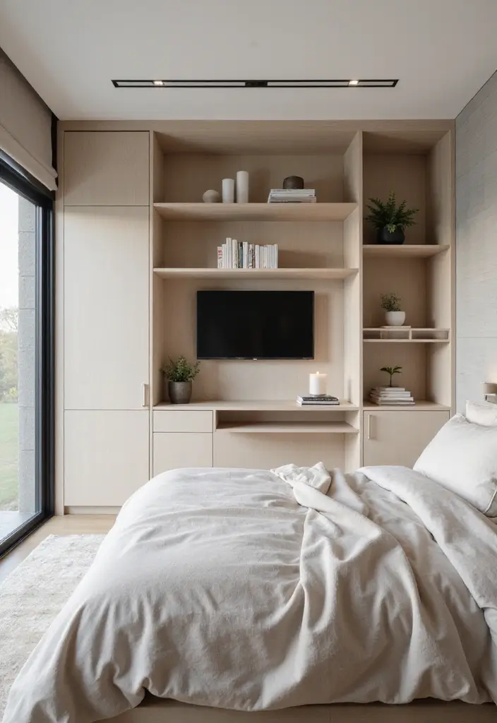 28 Simple Bedroom Design Modern Ideas That Feel Clean and Calm - 25. Customized Built-Ins