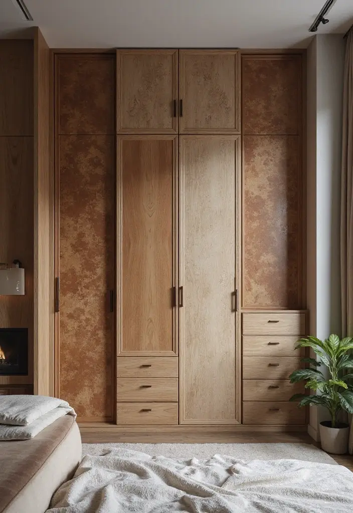 28 Wall Almirah Design for Bedroom Ideas That Save Space Beautifully - 14. Textured Finishes