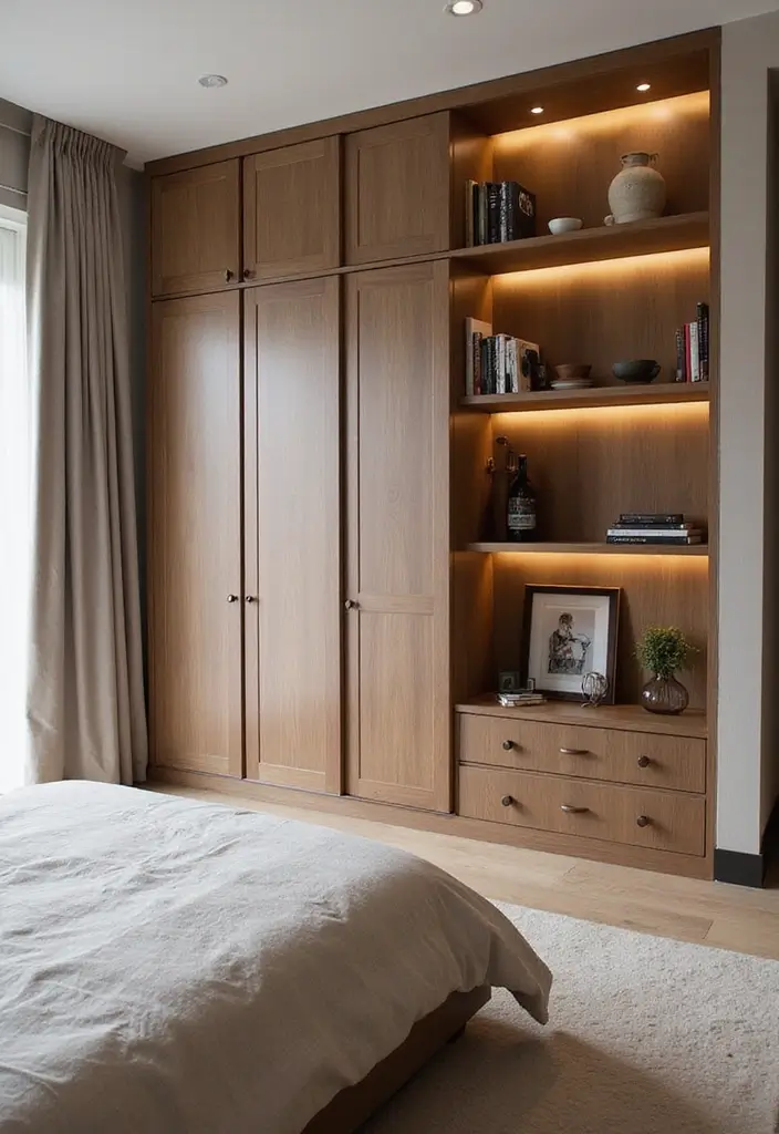 28 Wall Almirah Design for Bedroom Ideas That Save Space Beautifully - 7. Customized Built-Ins