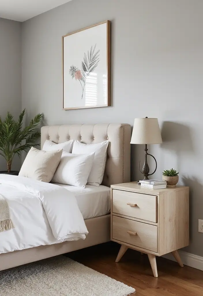 29 10x12 Bedroom Layout Interior Design Ideas That Feel Spacious and Smart - 10. Stylish Bedside Tables