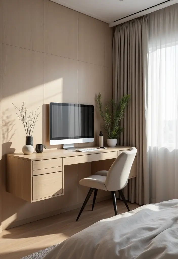 29 10x12 Bedroom Layout Interior Design Ideas That Feel Spacious and Smart - 12. Wall-Mounted Desks