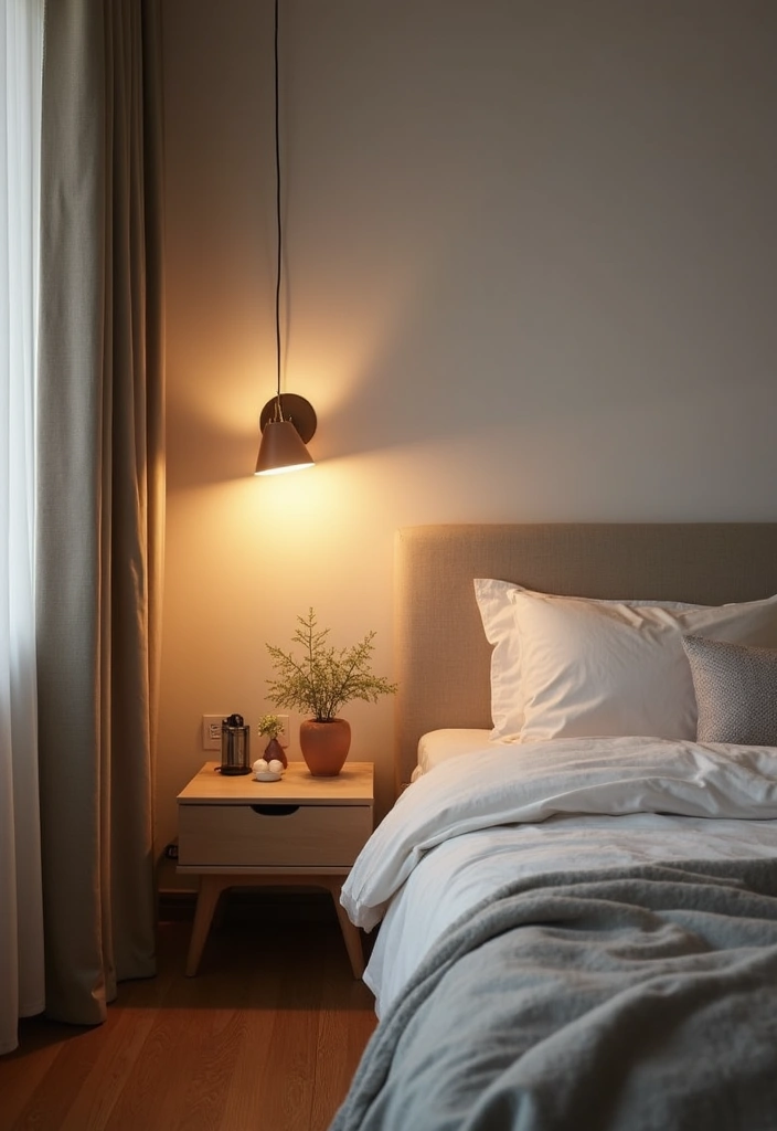 29 10x12 Bedroom Layout Interior Design Ideas That Feel Spacious and Smart - 16. Space-Saving Bedside Lighting