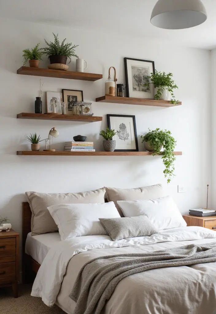 29 10x12 Bedroom Layout Interior Design Ideas That Feel Spacious and Smart - 17. Incorporating Floating Shelves