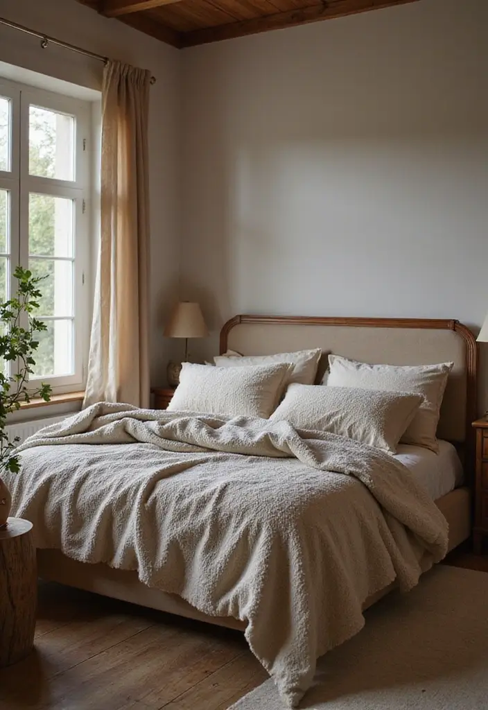 29 10x12 Bedroom Layout Interior Design Ideas That Feel Spacious and Smart - 20. Textured Bedding Choices