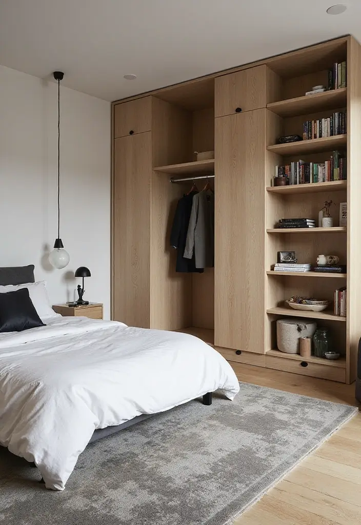 29 10x12 Bedroom Layout Interior Design Ideas That Feel Spacious and Smart - 26. Open Storage Solutions