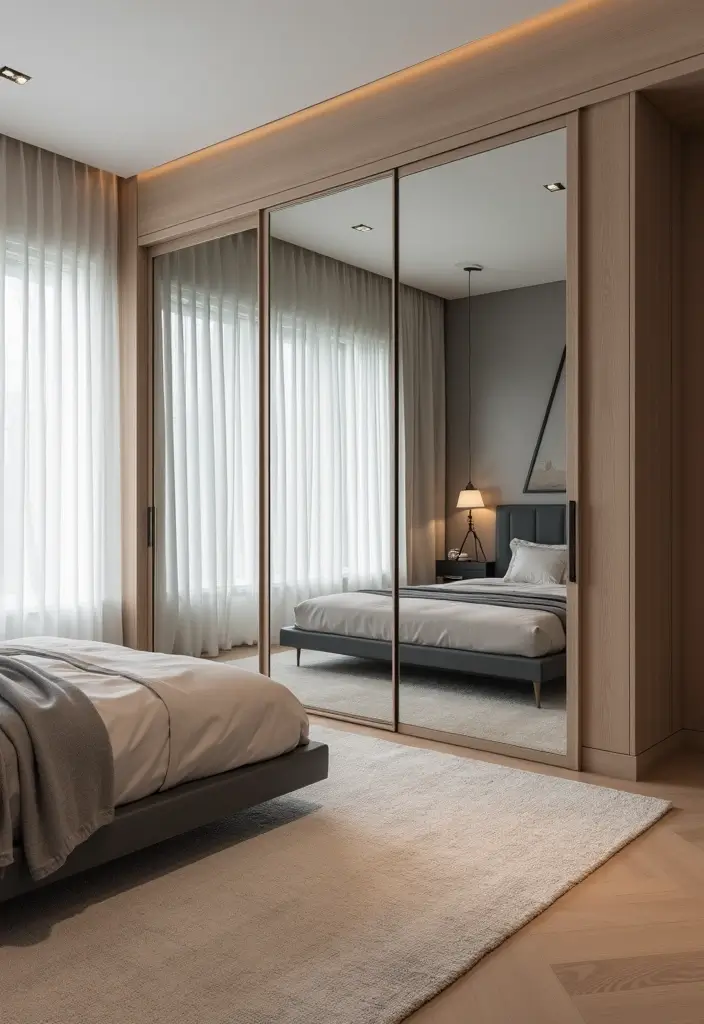 29 10x12 Bedroom Layout Interior Design Ideas That Feel Spacious and Smart - 6. Sliding Door Closets