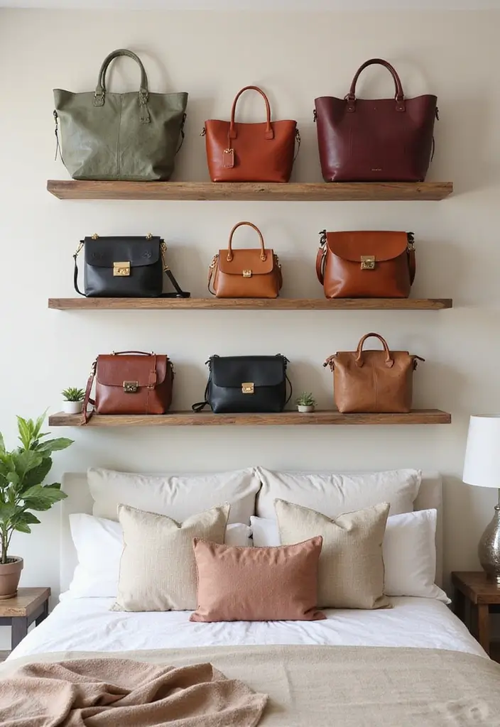 29 Bag Shelf Display Bedroom Ideas That Look Organized and Trendy - 1. Floating Shelves for a Modern Look