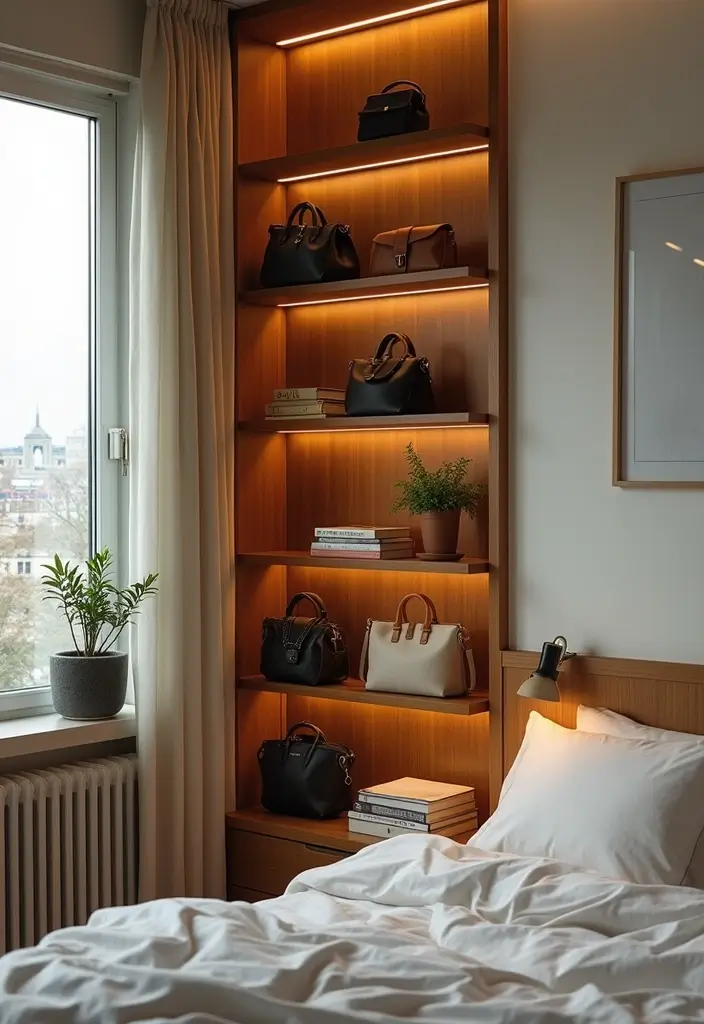 29 Bag Shelf Display Bedroom Ideas That Look Organized and Trendy - 13. Corner Shelving Units