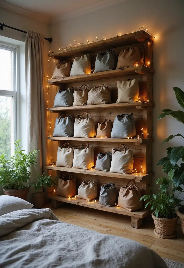 29 Bag Shelf Display Bedroom Ideas That Look Organized and Trendy - 2. DIY Pallet Shelf Display