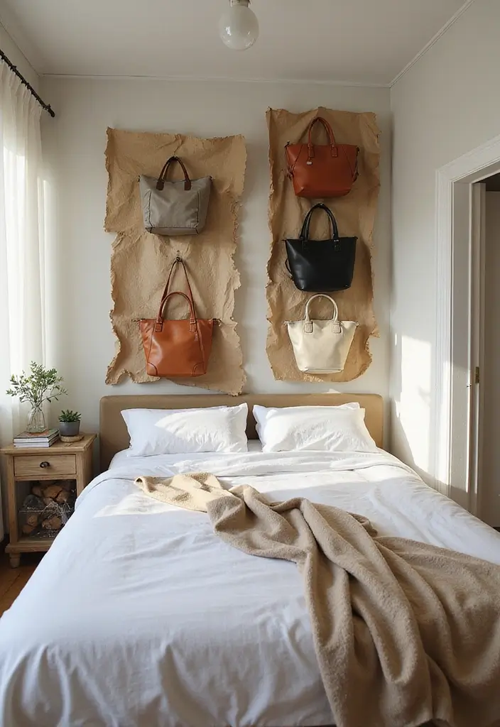 29 Bag Shelf Display Bedroom Ideas That Look Organized and Trendy - 22. Sustainable Recycled Material Displays