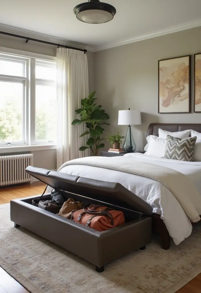 29 Bag Shelf Display Bedroom Ideas That Look Organized and Trendy - 24. Multi-Purpose Storage Solutions