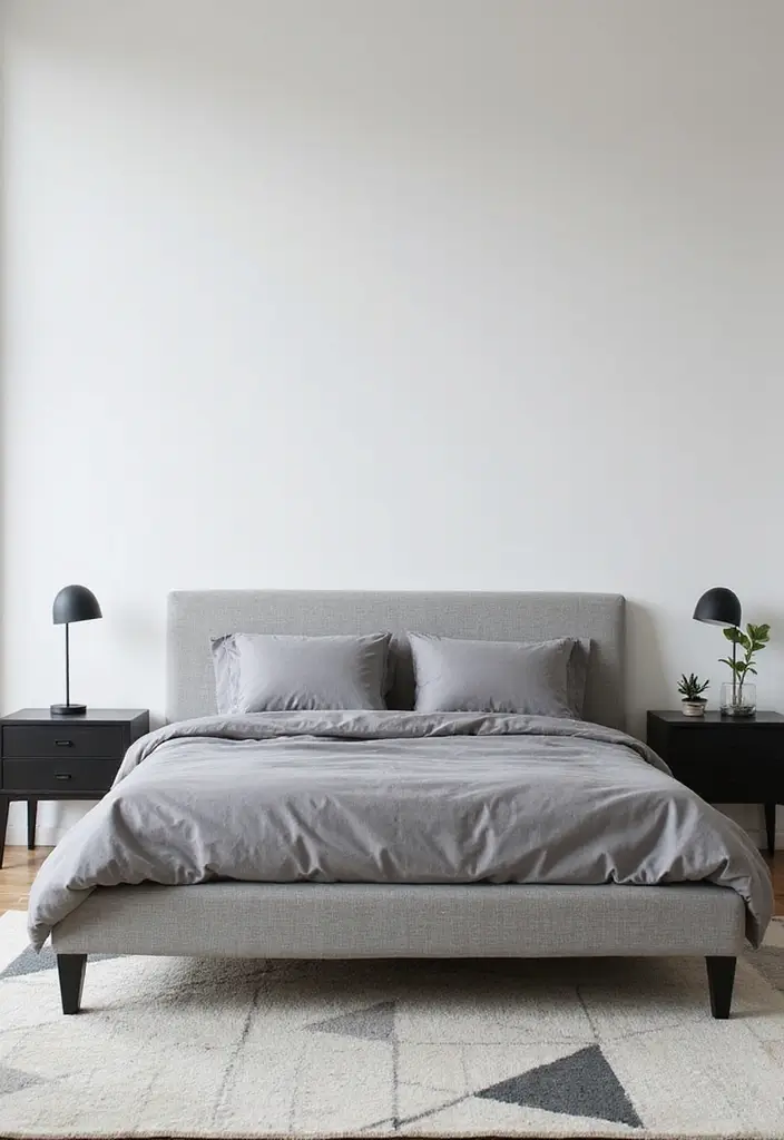 29 Black White Grey Bedroom Designs That Look Sleek & Balanced - 1. Chic Monochrome Minimalism