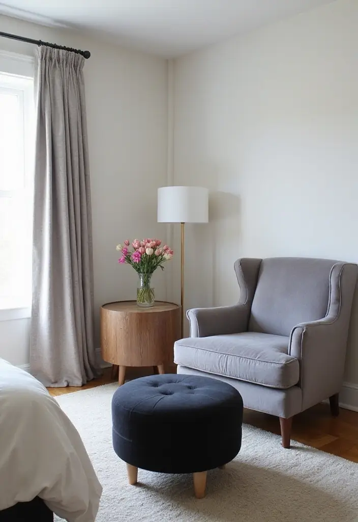 29 Black White Grey Bedroom Designs That Look Sleek & Balanced - 19. Accent Furniture Pieces