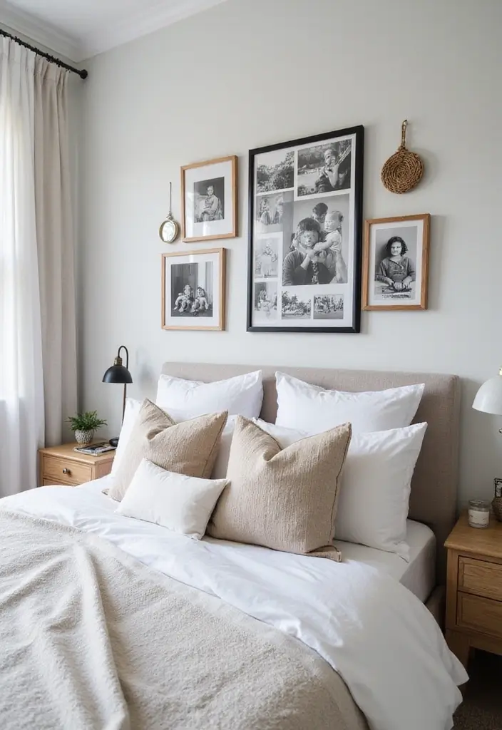 29 Black White Grey Bedroom Designs That Look Sleek & Balanced - 20. Personal Touches in Decor