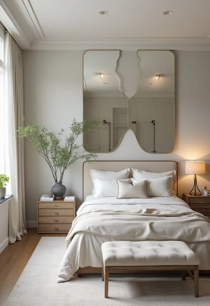 29 Black White Grey Bedroom Designs That Look Sleek & Balanced - 24. Incorporating Mirrors