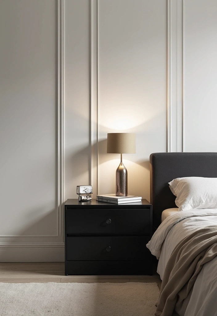 29 Black White Grey Bedroom Designs That Look Sleek & Balanced - 26. Stylish Bedside Tables