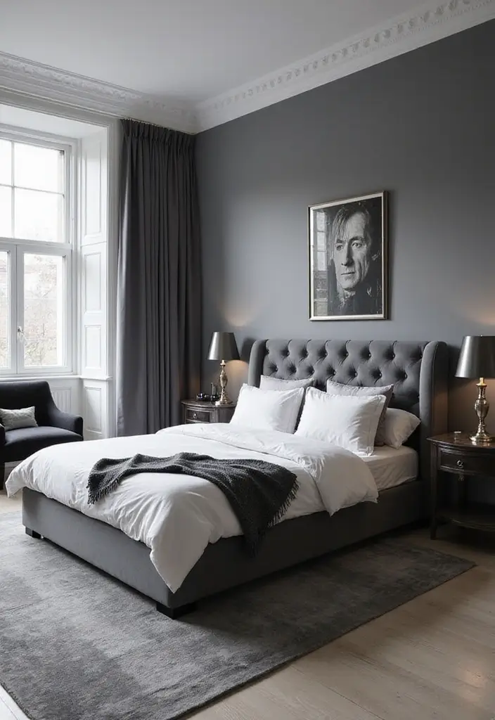 29 Black White Grey Bedroom Designs That Look Sleek & Balanced - 3. Luxurious Grey Tones