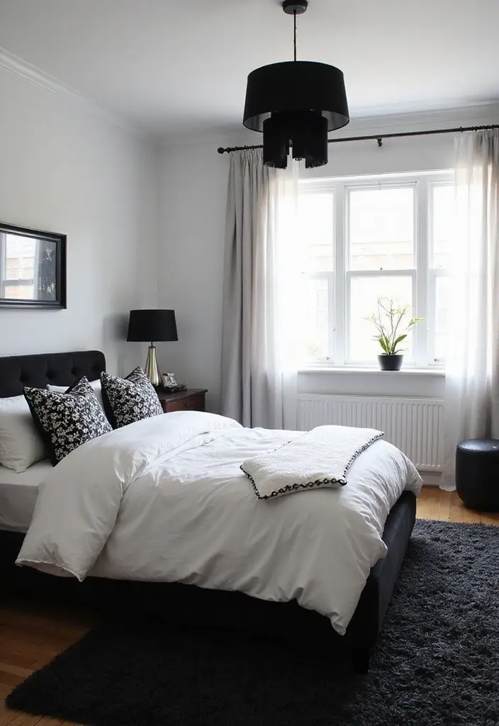 29 Black White Grey Bedroom Designs That Look Sleek & Balanced - 5. Layering Black and White
