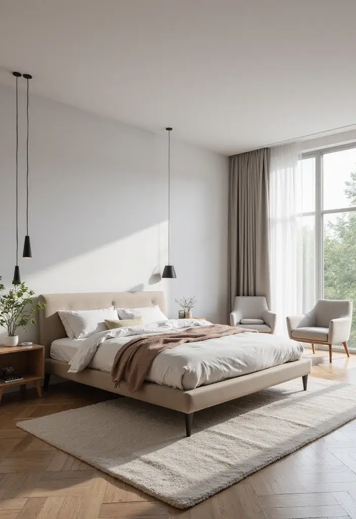 29 Black White Grey Bedroom Designs That Look Sleek & Balanced - 7. Sleek Modern Furniture