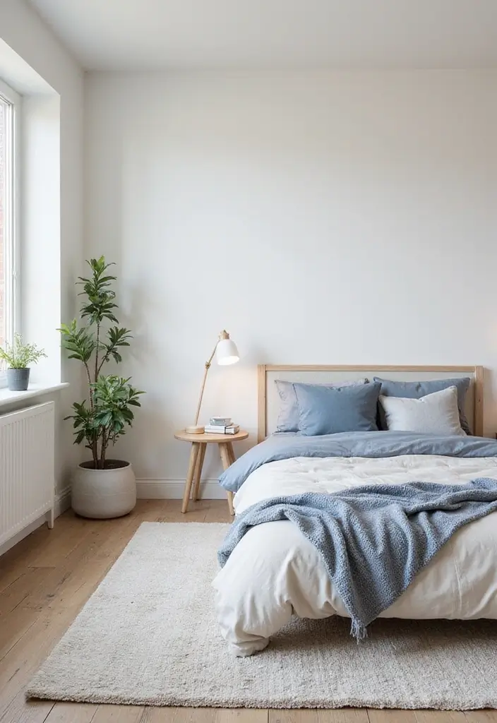29 Cream and Blue Bedroom Designs That Are Soft & Dreamy - 12. Chic Scandi Style