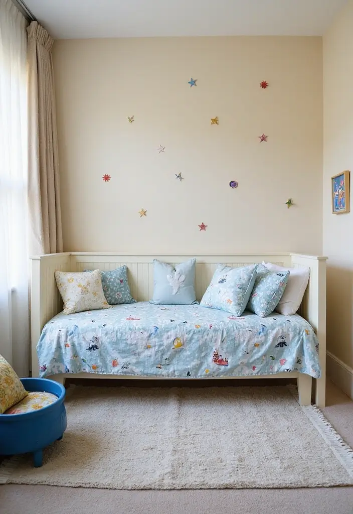 29 Cream and Blue Bedroom Designs That Are Soft & Dreamy - 13. Childlike Whimsy