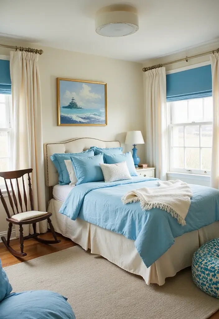29 Cream and Blue Bedroom Designs That Are Soft & Dreamy - 21. Whimsical Dreams